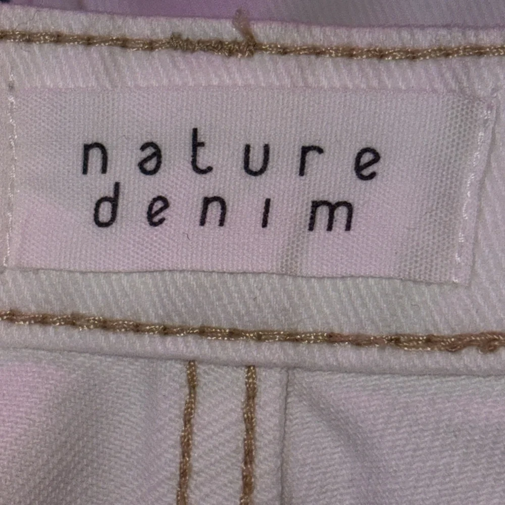Nature Denim Two-Tone Denim and White Frayed Women Shorts Size L